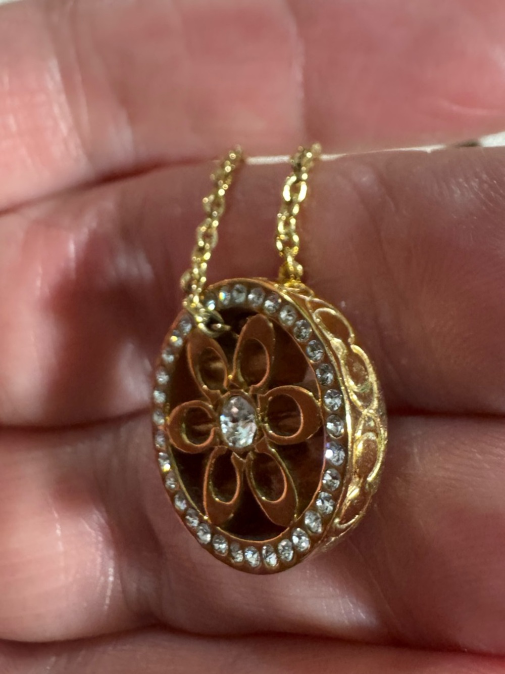 Coach Gold-tone Floral Crystal Pendant Necklace - Women's Jewelry - Picture 7 of 7